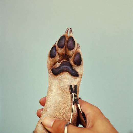A dog's paw having its nails clipped